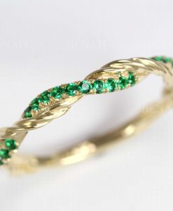 Emerald Wedding Band, Infinity Emerald Wedding Ring - Image 2
