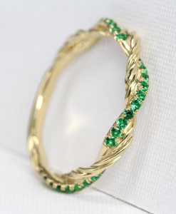 Emerald Wedding Band, Infinity Emerald Wedding Ring - Image 3