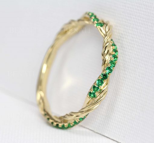 Emerald Wedding Band, Infinity Emerald Wedding Ring