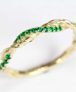Emerald Wedding Band, Infinity Emerald Wedding Ring - Image 4