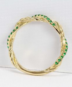 Emerald Wedding Band, Infinity Emerald Wedding Ring - Image 5
