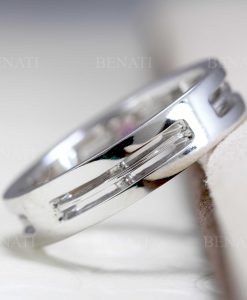 White Gold Mens Wedding Band, 5 mm Polished Mens Wedding Ruby Ring - Image 4