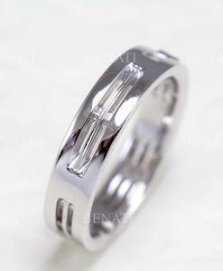 White Gold Mens Wedding Band, 5 mm Polished Mens Wedding Ruby Ring - Image 7