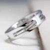 Silver rustic wood wedding band, Unisex silver ring