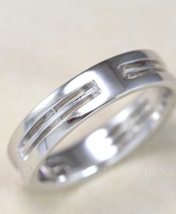 White Gold Mens Wedding Band, 5 mm Width Polished Mens Wedding Ring - Image 2