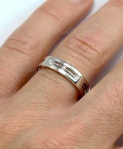 White Gold Mens Wedding Band, 5 mm Width Polished Mens Wedding Ring - Image 3