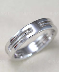 White Gold Mens Wedding Band, 5 mm Width Polished Mens Wedding Ring - Image 5