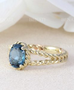 London Blue Topaz Gemstone Engagement Ring, Promise Ring - Image 2