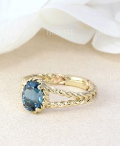 London Blue Topaz Gemstone Engagement Ring, Promise Ring - Image 6