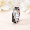 5mm Mobius Wedding Diamond Ring, White and Black Natural Diamond Ring