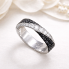 5mm Mobius Wedding Diamond Ring, White and Black Natural Diamond Ring