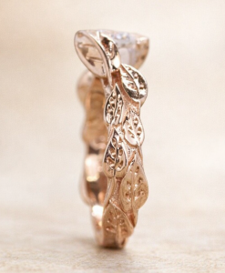 Rose Gold Moissonite Leaf Engagement Ring, Nature Inspired  Moissanite Engagement Ring - Image 8