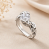 Moissanite Leaf Engagement Ring, Moissanite Nature Ring In Solid 14k Gold