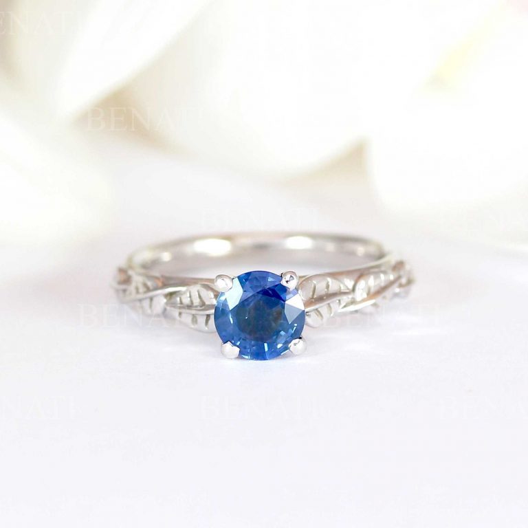 Natural Sapphire Engagement Ring, Leaves Engagement Ring | Benati