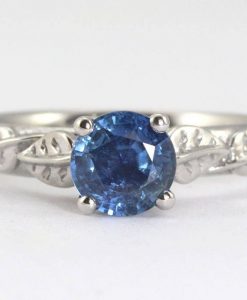 Natural Sapphire Engagement Ring, Leaves Engagement Ring - Image 7