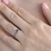 Natural Sapphire Engagement Ring, Leaves Engagement Ring