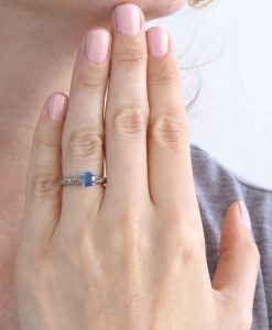 Natural Sapphire Engagement Ring, Leaves Engagement Ring - Image 10