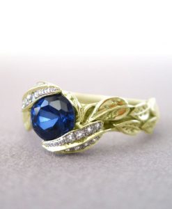 Sapphire Leaf Engagement Ring, Leaf Sapphire Engagement Ring - Image 6