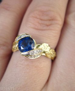 Sapphire Leaf Engagement Ring, Leaf Sapphire Engagement Ring - Image 8