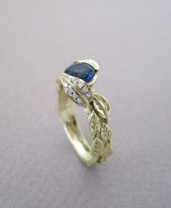 Sapphire Leaf Engagement Ring, Leaf Sapphire Engagement Ring - Image 9