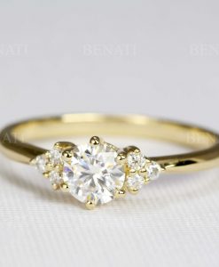Dainty Diamond Engagement Ring, Cluster Minimalist Diamond Ring - Image 2