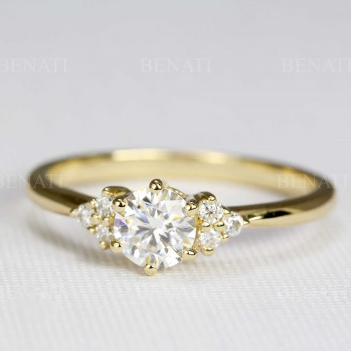 Dainty Diamond Engagement Ring, Cluster Minimalist Diamond Ring