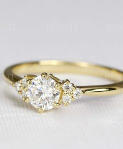 Dainty Diamond Engagement Ring, Cluster Minimalist Diamond Ring - Image 3