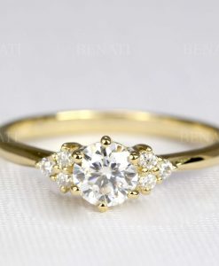 Dainty Diamond Engagement Ring, Cluster Minimalist Diamond Ring - Image 4