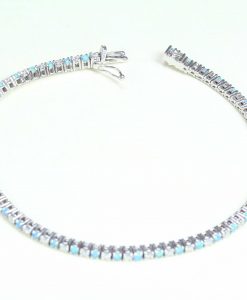 Opal Bracelet, Tennis Bracelet Opal and Diamond Stones - Image 2