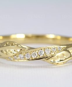 Wedding Band, Leaf Mobius Diamond Wedding Band - Image 2
