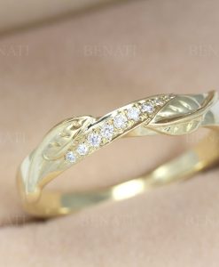 Wedding Band, Leaf Mobius Diamond Wedding Band - Image 4
