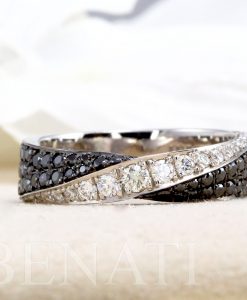 5mm Mobius Wedding Diamond Ring, White and Black Natural Diamond Ring - Image 5
