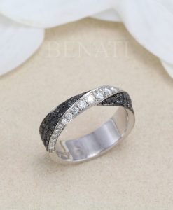 5mm Mobius Wedding Diamond Ring, White and Black Natural Diamond Ring - Image 8