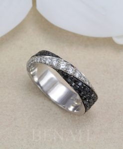 5mm Mobius Wedding Diamond Ring, White and Black Natural Diamond Ring - Image 9