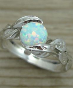 Leaf Engagement Ring, Opal Engagement Ring - Image 2