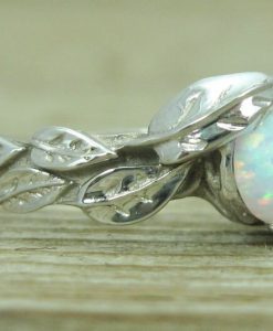 Leaf Engagement Ring, Opal Engagement Ring - Image 4