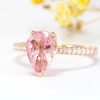 Pear Cut Solid Rose Gold Engagement Ring, Vintage Rose Gold  Ring With Diamond