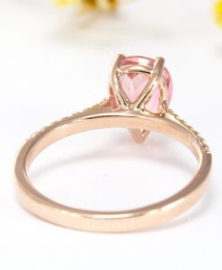 Pear Cut Solid 14k Rose Gold Engagement Ring, Vintage Rose Gold  Ring With Diamond - Image 5