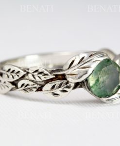 Moss Agate Leaf Ring  Silver, Moss Agate Leaf Ring - Image 3