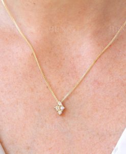 14k necklace with rainbow moonstone, Moonstone necklace - Image 2