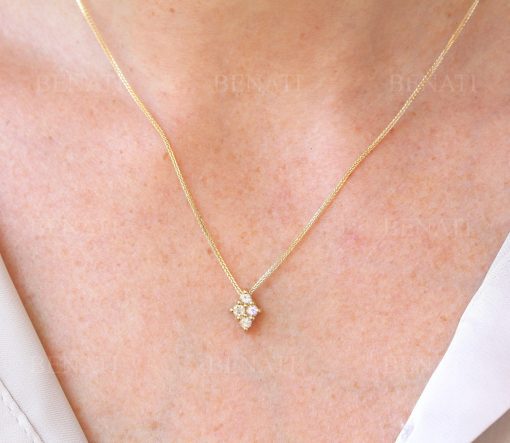 14k necklace with rainbow moonstone, Moonstone necklace