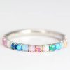 Opal eternity wedding band for women, Solid gold multi color opal band