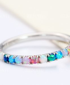 Multi color opal eternity ring