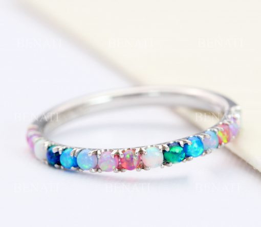 Multi color opal eternity ring