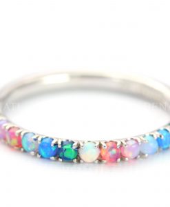 Multi color opal eternity band