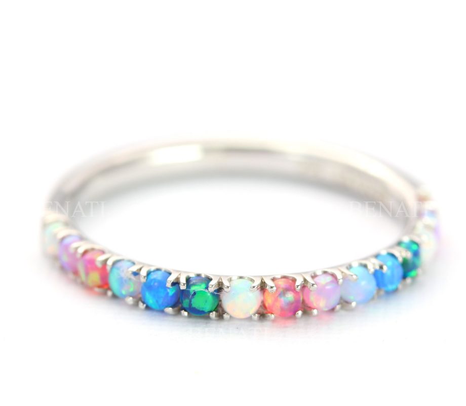 Multi color opal eternity band