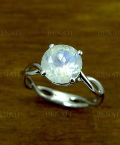 Moonstone Silver Ring, Moonstone 2 Carat Infinity Engagement Ring