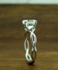 Moonstone Silver Ring, Moonstone 2 Carat Infinity Engagement Ring - Image 4