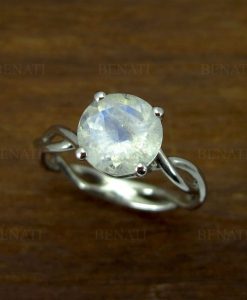 Moonstone Silver Ring, Moonstone 2 Carat Infinity Engagement Ring - Image 6