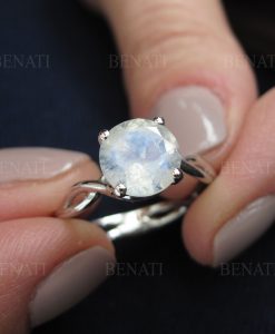 Moonstone Silver Ring, Moonstone 2 Carat Infinity Engagement Ring - Image 3
